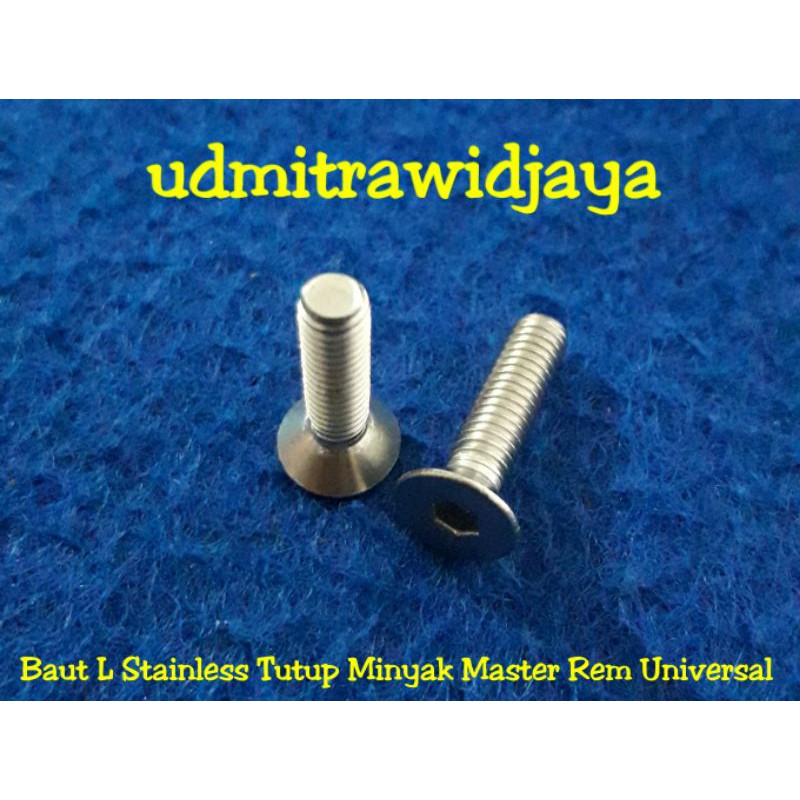 Baut L Stainless Baja Galvanis Tutup Minyak Rem Master Rem Universal 1set isi 2biji baut SS VARIASI