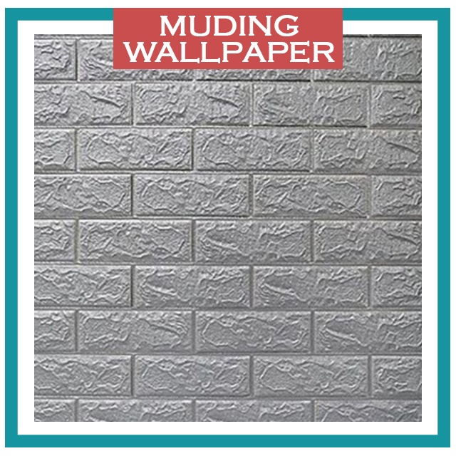 Wallpaper Bata Putih 3D Foam 77 x 70 cm-Bata Abu 5 MM