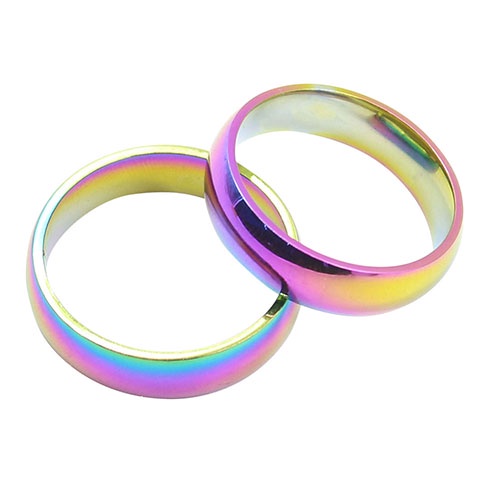 Hu Hu Hu Hu Hu Alat Bantu Pasang Kacamata♡ Cincin Bahan Titanium Steel Warna Pelangi Untuk Pria Dan Wanita