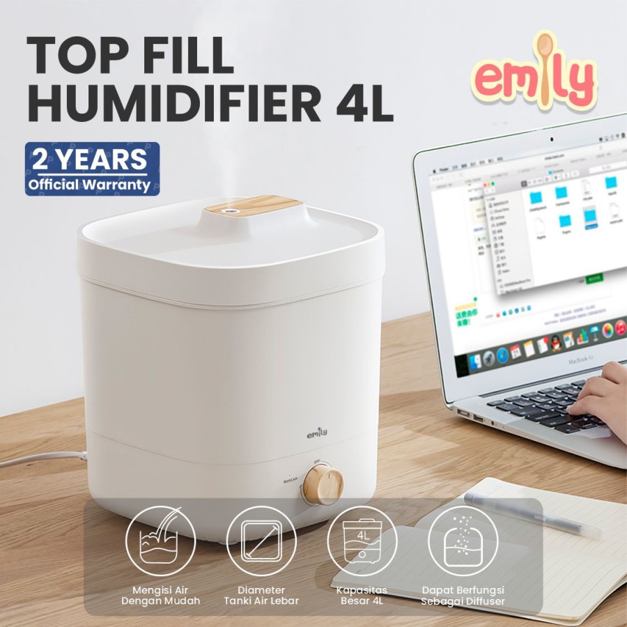 Emily EHF-16201 Top Fill Humidifier 4L | Alat Penjaga Kelembapan Udara