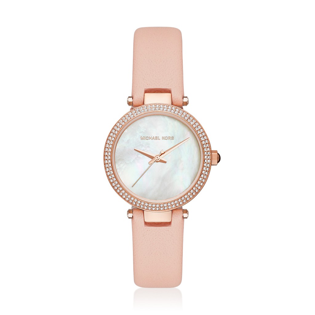Michael Kors Mini Parker - MOP Round Dial - Pink Leather - Jam Tangan Wanita - MK2590 - SL