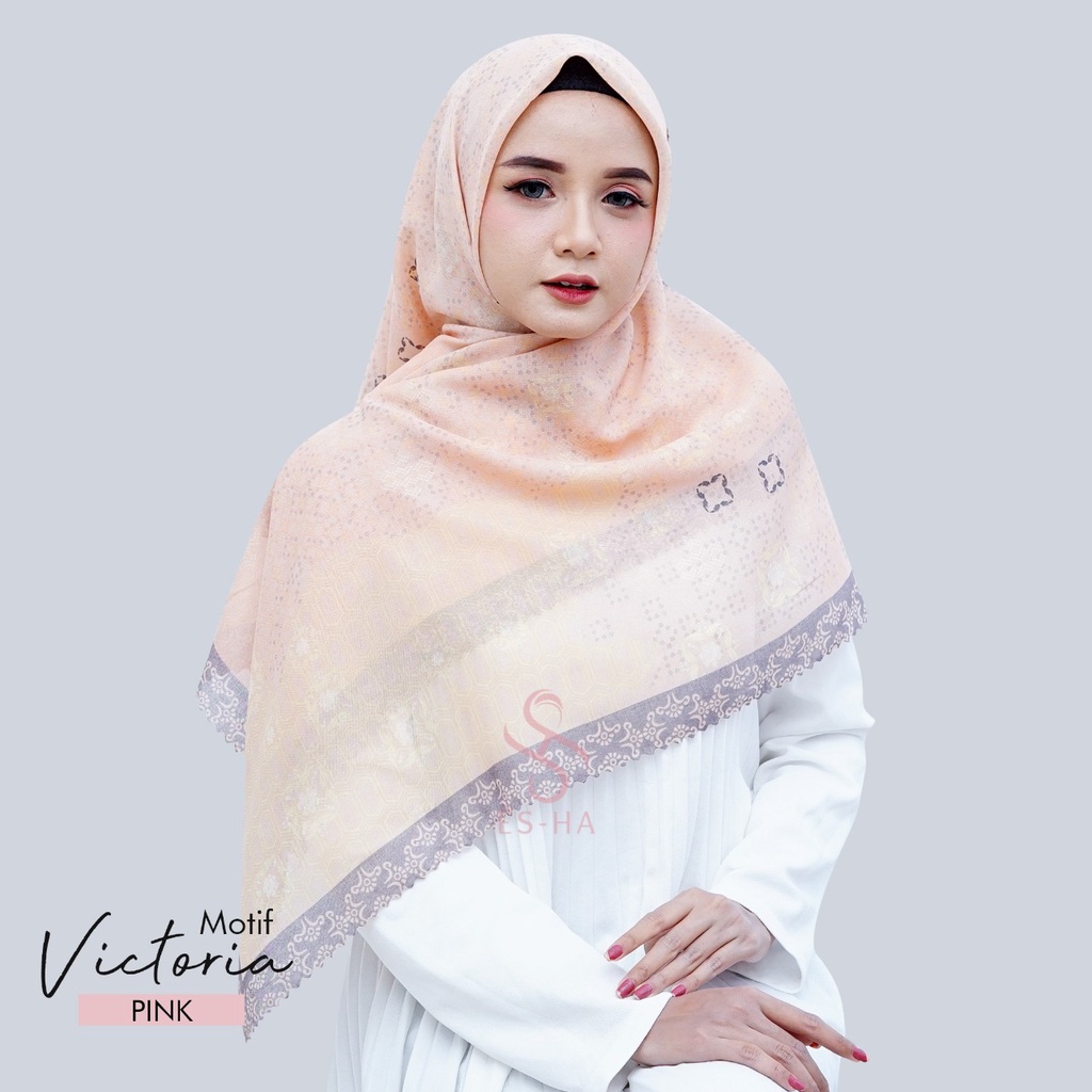(PART 1) Series Hijab Motif Voal / Segiempat Motif Voal Premium Exclusive-VICTORIA PINK
