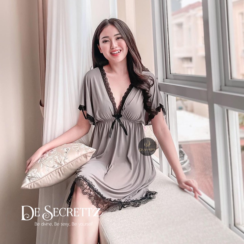 DeSecrettz EMILIA Lingerie Sexy Bahan Premium Spandeks Adem dan Lembut Di Kulit, Bisa Stretch, Bisa Untuk Small Size Sampai Big Size, Sexy Lingerie Model Babydoll, Premium Sleepwear, Pakaian Dinas Depan Suami, Baju Tidur Sexy, Baju Haram Sexy, Bisa COD