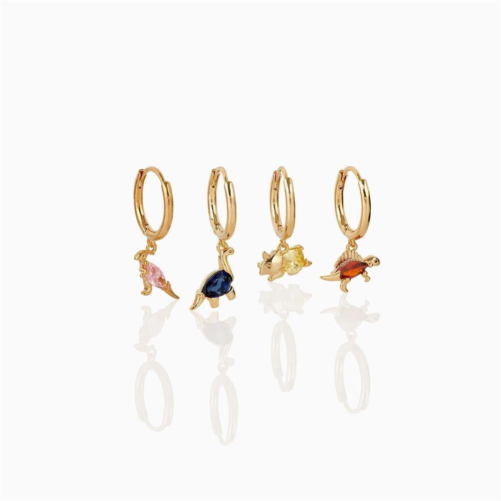 Anting Nanas Zirkon Pesta Motif Dinosaurus Perhiasan Fashion Untuk Wanita Gadis Stud Earrings