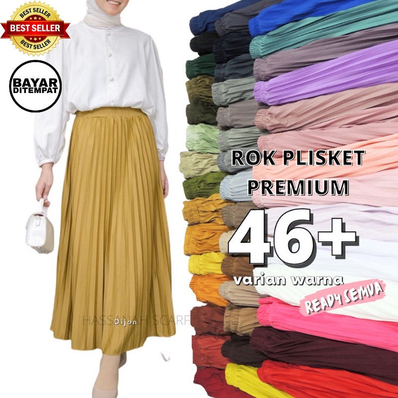 ROK PLISKET PREMIUM TEBAL - ROK WANITA TERBARU 2022 - ROK PANJANG SIZE FIT M-XL - HASSANAH SCARF