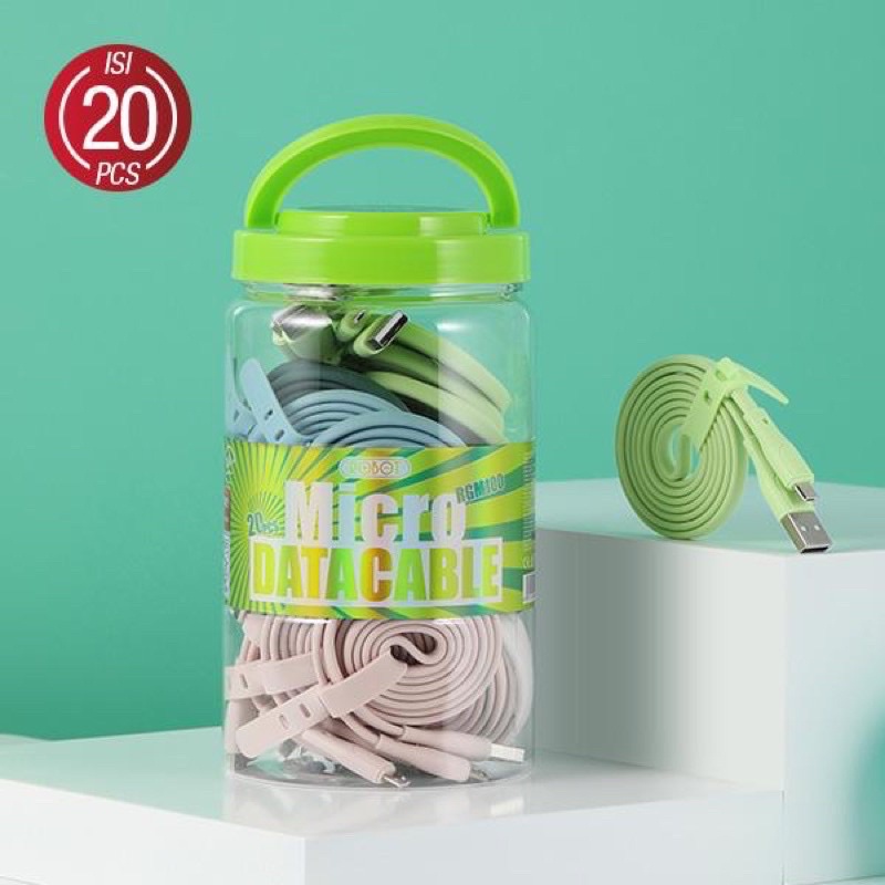 PROMO PER 1 TOPLES KABEL DATA ROBOT TERBARU MAKARON COLOUR ISI 20PCS