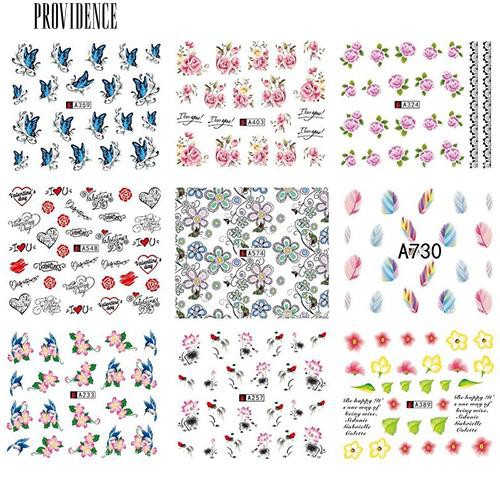 [Bayar Di Tempat]  50 Lembar Nail Art Sticker Bunga Air Transfer Decal Dekorasi DIY Manicure