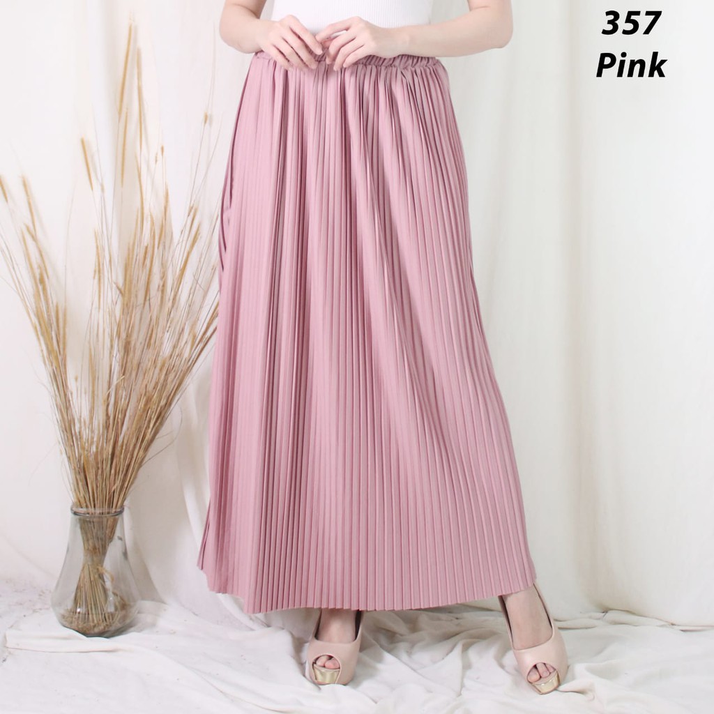 ROK PLISKET MURAH 357 LUVALINE ROK PLISKET PANJANG PLEATED SKIRT FLARE SKIRT MAYUNG FLOWY REMPEL