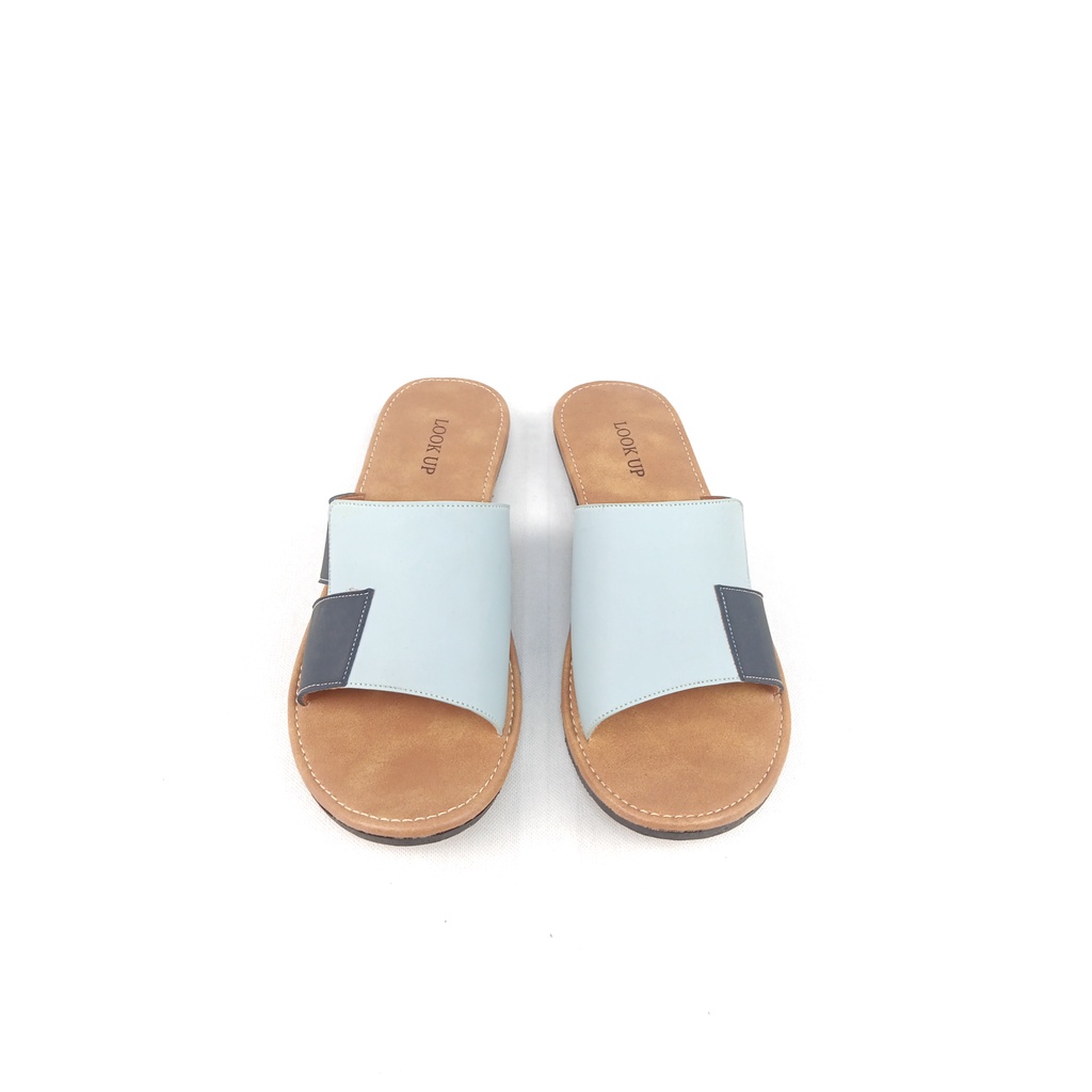 Sandal Kulit Wanita Sandal Teplek Wanita Sandal Wanita Kekinian Anti Licin Sandal Kokop Slide Slop Terbaru Original Look Up - QHAIRA