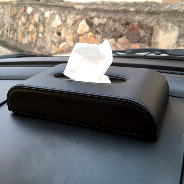 Kotak Tempat Tisu Mobil Car Dashboard Tissue Box Kulit Sintentis Bentuk D POLOS