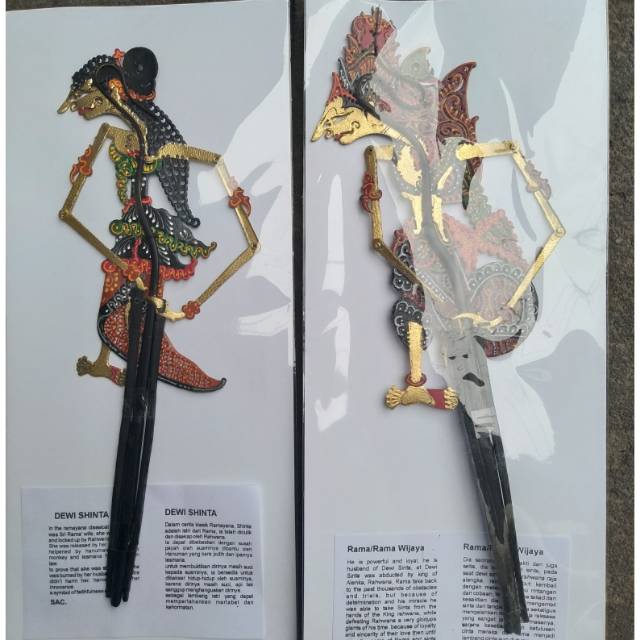 (BISA COD) SEPASANG KERAJINAN WAYANG KULIT RAMA SHINTA MINI CAPERAN SUPER HALUS UKURAN 16 x7 cm