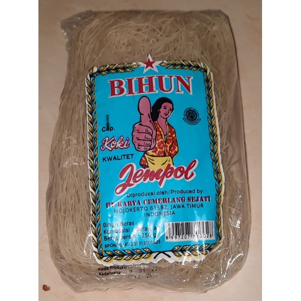 

bihun tjap / cap koki kwalitet jempol 250 gram ( per 1 bungkus )