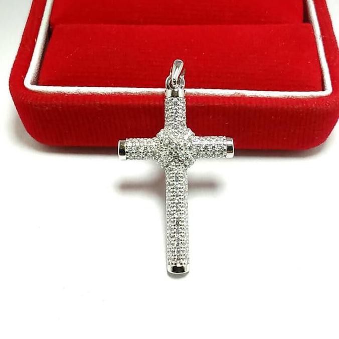 JualJual Perhiasan Liontin Salib Perak Silver 925 Lapis Emas Putih/Bandul Salib