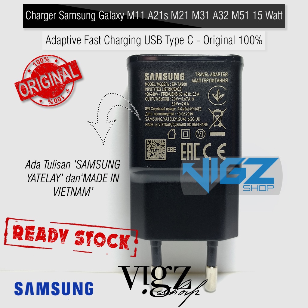 Charger Samsung A22 5G A32 5G A20s A30s M11 A21s M21 M31 A32 M51 15Watt Original