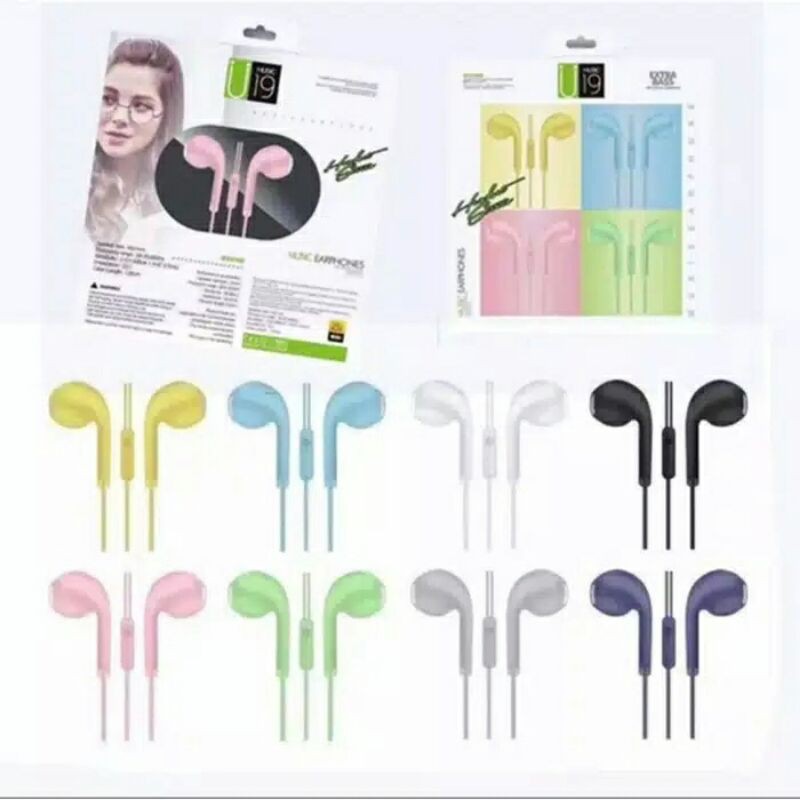 HANDSFREE MACARON U-19 EXTRA BASS/HEADSET STEREO/EAR PHONE MULTI COLOUR/HF U19