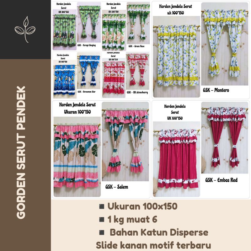 (COD) GORDEN SERUT POLOS / GORDEN SERUT / GORDEN JENDELA PENDEK / GORDEN REMPEL PENDEK UK 100X150