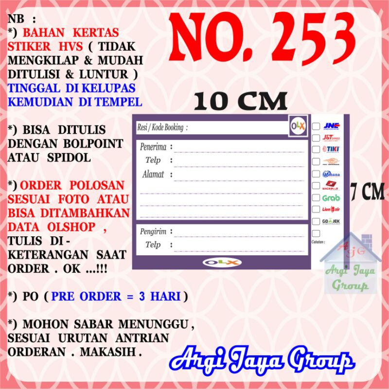 

Stiker HVS - Stiker Pengiriman - Sticker Alamat Olshop Murah Nomer 253-10x7cm