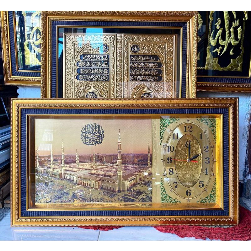 Jam kaligrafi Madinah uk 50x85cm / HIASAN DINDING / JAM DINDING / DEKORASI