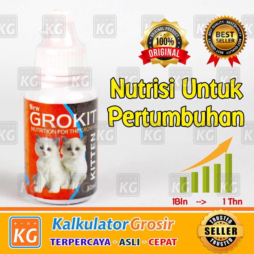 Vitamin Kucing / Grokit 30ml Untuk Pertumbuhan Anak Kucing Kitten Suplemen Untuk Mempercepat Anak