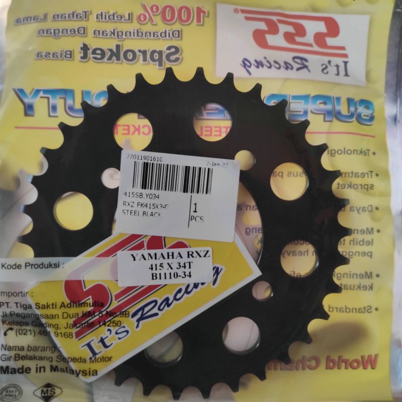 Gear Belakang SSS 415 28 30 31 32 33 34 35 36 37 38 39 40 41 RXZ RXKing Jupiter Vega MX FIZR-SSS(Black) 415-34