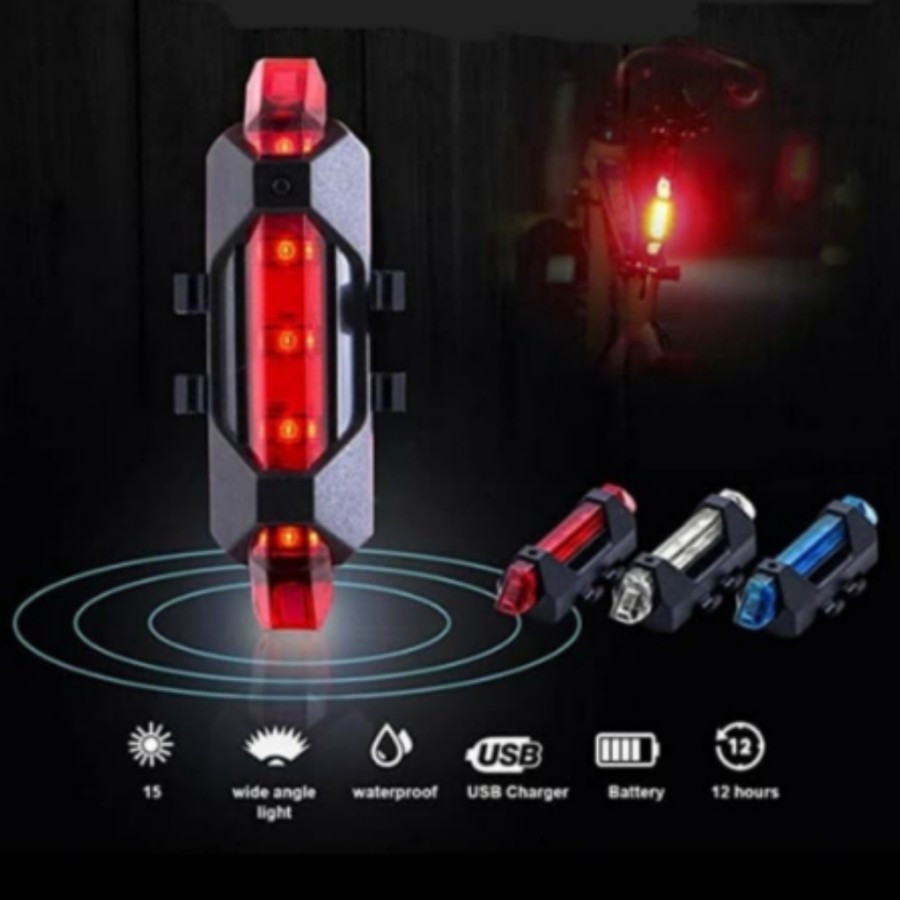 Lampu Belakang Sepeda LED USB Charger Waterproof