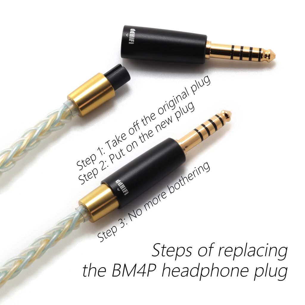 DDHIFI BM4P Headphone Cable Replacement Adapters Set BM25 BM35 BM44 Plugs with Aluminum Alloy Shell