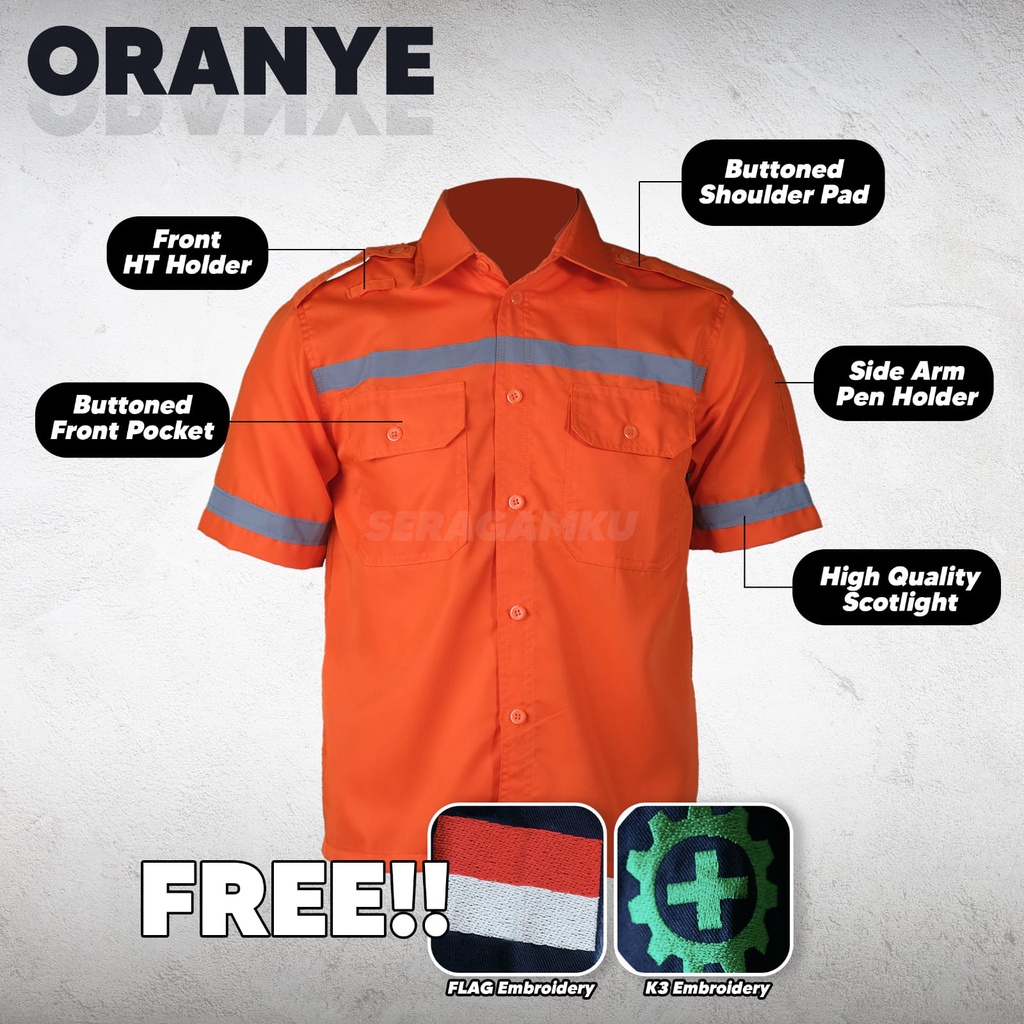 Wearpack Safety ORANYE Atasan Kemeja Pendek Baju Kerja Murah Seragamku