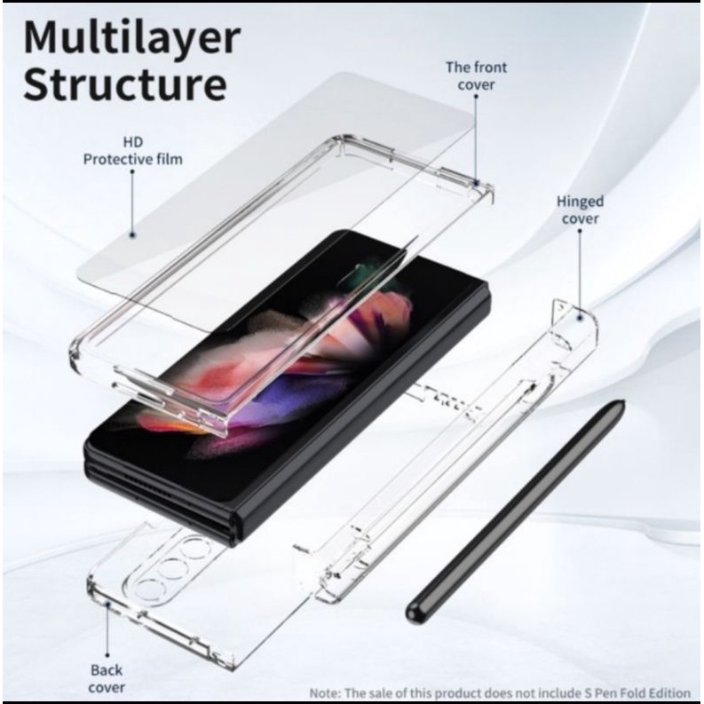 Samsung Z FOLD 3 hard case dengan slot stylus dan pelindung engsel