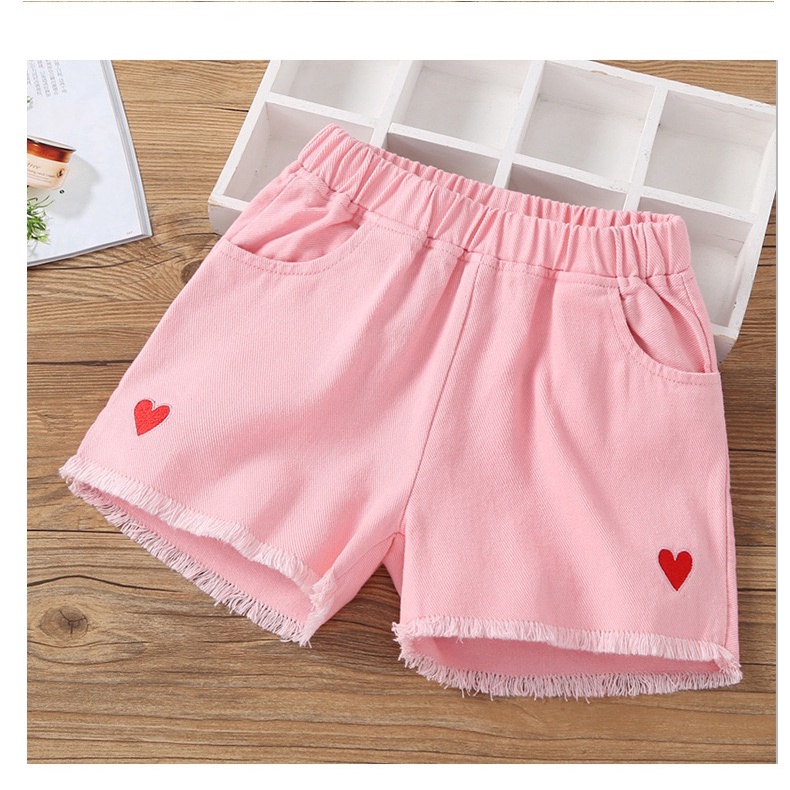 Celana pendek Jeans Anak Perempuan Import Warna Biru/Pink