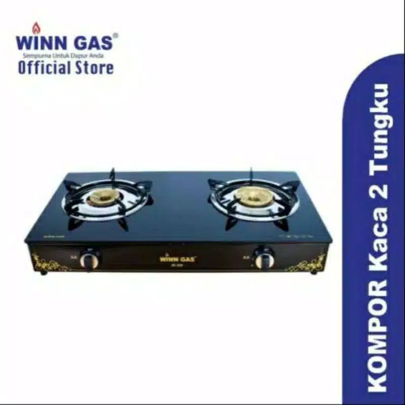 Winn Gas ,  W 399   ,  Win Gas . Kompor Gas 2 tungku Kaca