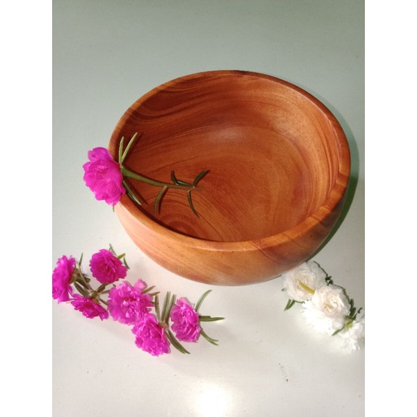 wooden bowl /mangkok mahoni cembung besar 17cm