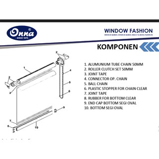 Suntex Blinds Onna Chain 50 Non Head Rail Seri 7 Tirai  