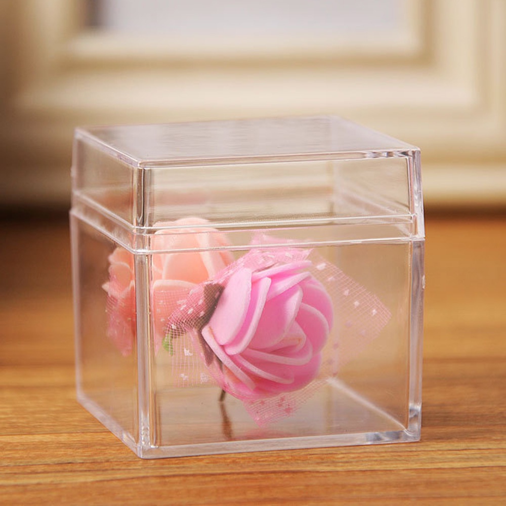 aaoottuuoo5.id Cod   2 PCS Home Transparent Acrylic Storage Box Multifunctional Cube Jewelry Display Plastic Case 5*5*5cm