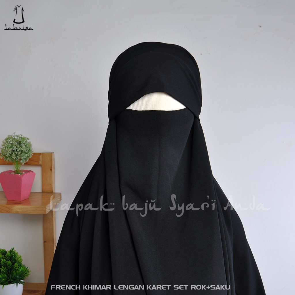 Labasa French Khimar Instan Lengan Karet Set Rok (ada sakunya) | French Hijab | Bisa COD