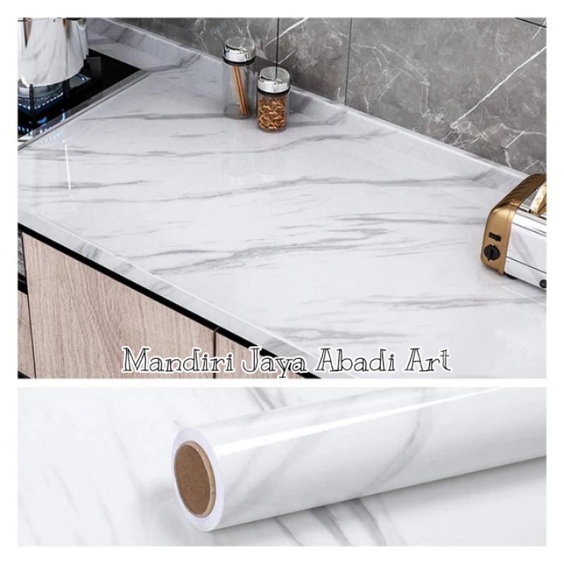 stiker marmer marble glossy Tebal meja kayu kaca lemari Anti air minyak dan panas