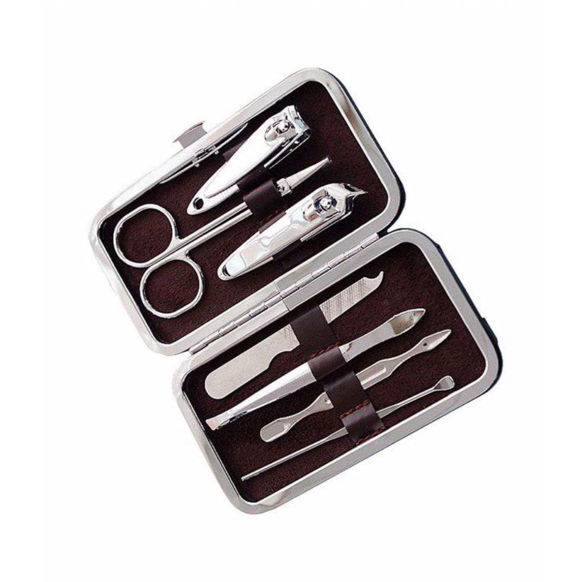 IC Peralatan Menicure 7in1 Mini Stainless Stell Gunting Kuku Portable Tools Set Dengan Dompet / Gunting Kuku Set 7 in 1 Tangan Kaki Anak Dewasa Nail Clipper