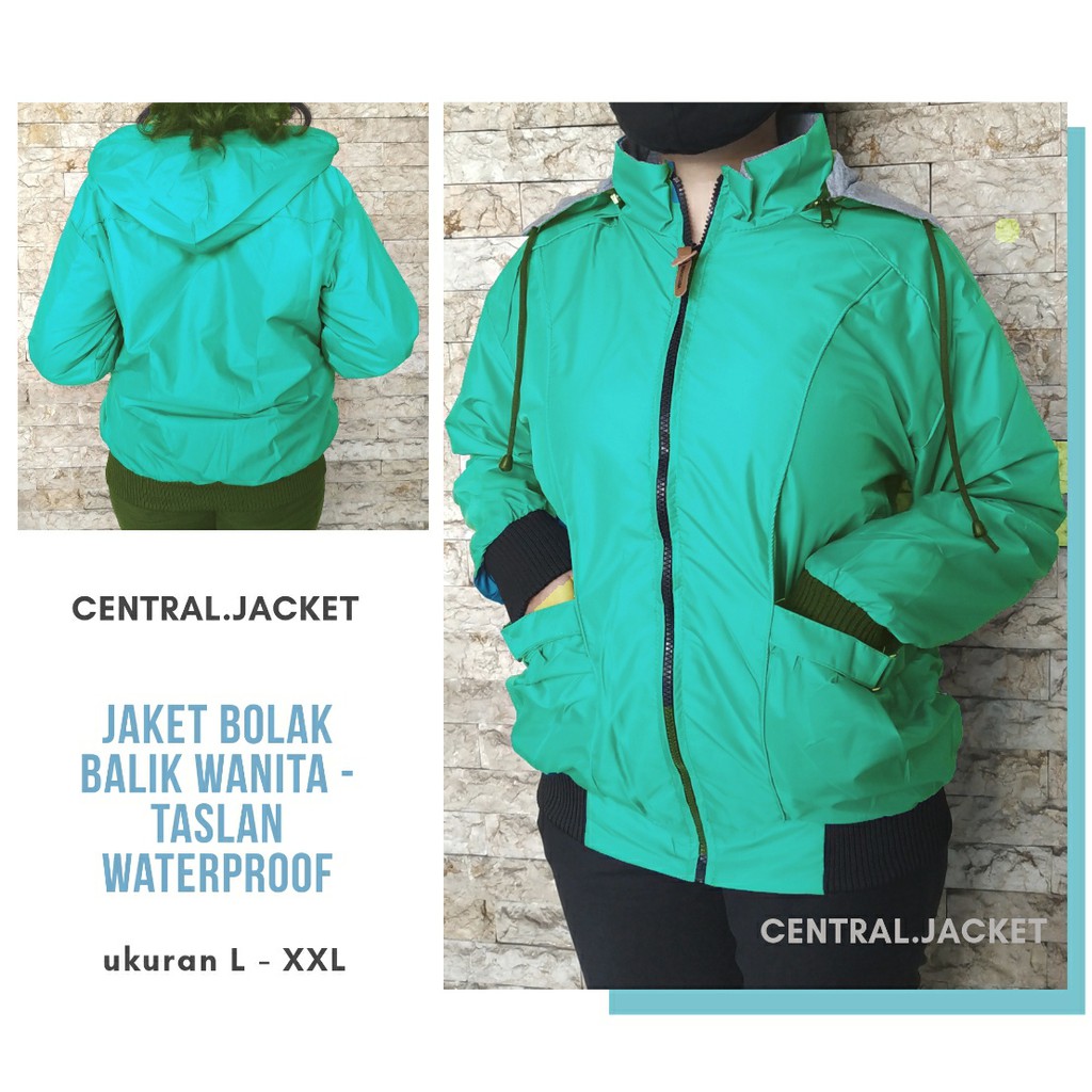 JACKET WANITA BOLAK BALIK WATERPROOF 2IN1 - BB CEWEK HOODIE WATERPROOF HIGH QUALITY