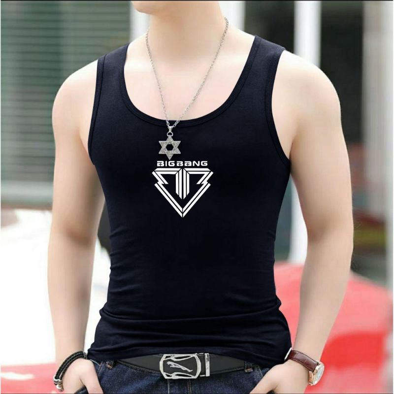 Singlet Dewasa Bigbangg Kaos Tanpa Lengan Logo Baju Oblong Pria Dalaman Motif Logo COD