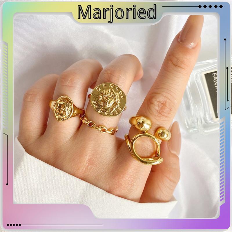 5 Pcs/1Set Cincin Emas punk Aneka Bentuk Gaya Retro Korea Untuk Wanita-MJD