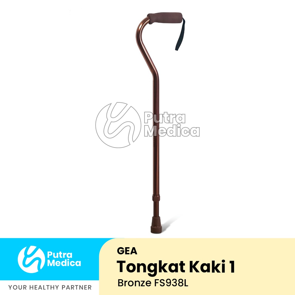 Gea Tongkat Kaki 1 Lengkung FS938L [Bronze] / Alat Bantu Jalan / Terapi Berjalan / Walking Stick