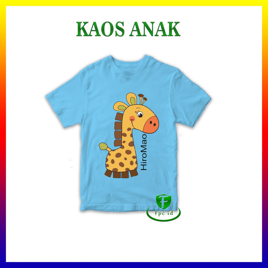 Kaos Karakter Jerapah Lucu Cotton Combed 30s Baju Anak Pakaian Murah Atasan Berkualitas