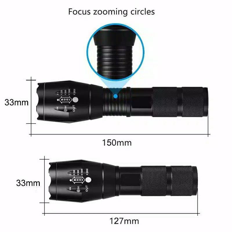 Senter Swat LED Cree XM-L T6 E17 2000 Lumens Super Terang Wajib Punya