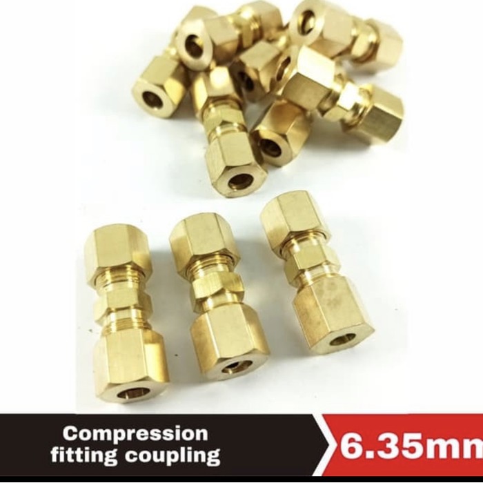 By15 Compression Fitting Nepel Sambungan Selang Tembaga Coupling 6.35mm best seller