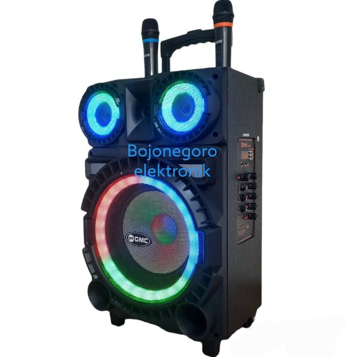 Speaker Bluetooth GMC 897W 10inch Karaoke 2 Mic Wirelles