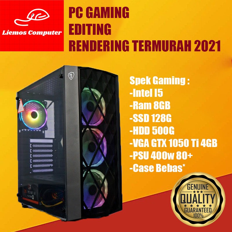 PC Komputer Gaming Editing I5 3470 GTX 1050 TI 4GB DDR5