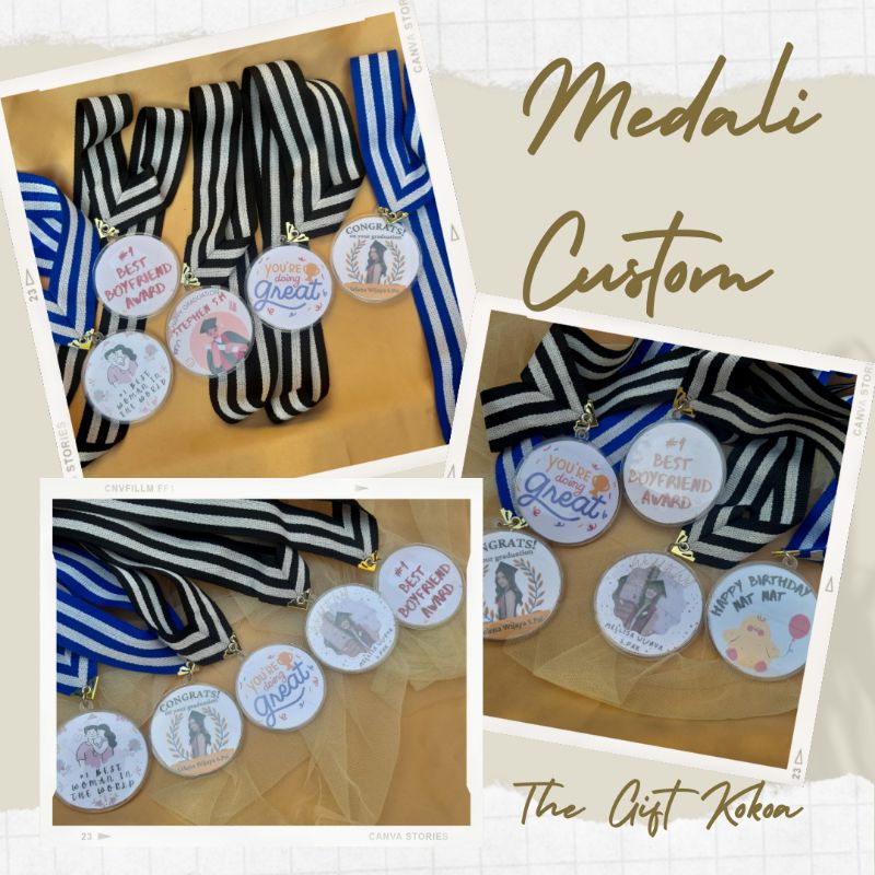 1 Hari Jadi Medali Akrilik Custom / Gift Box Hampers / Medali Kado Ulang Tahun Wisuda Kado Unik