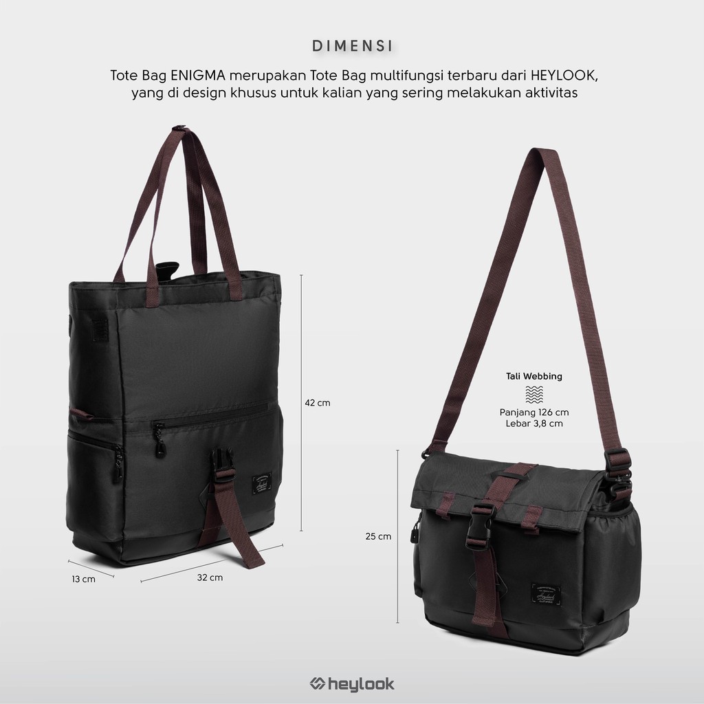 HEYLOOK Project - Tote Bag ENIGMA Tas Selempang Laptop Tas Multifungsi Pria Tas Jinjing Pria Wanita Kuliah