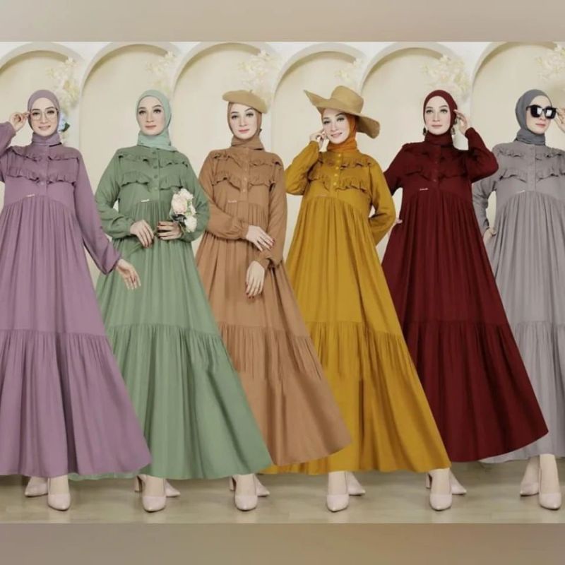 Gamis Wanita Muslimah Fashion Muslim Busana Syari Dress Maxi gamis Pesta Kondangan Baju Wanita Kekin