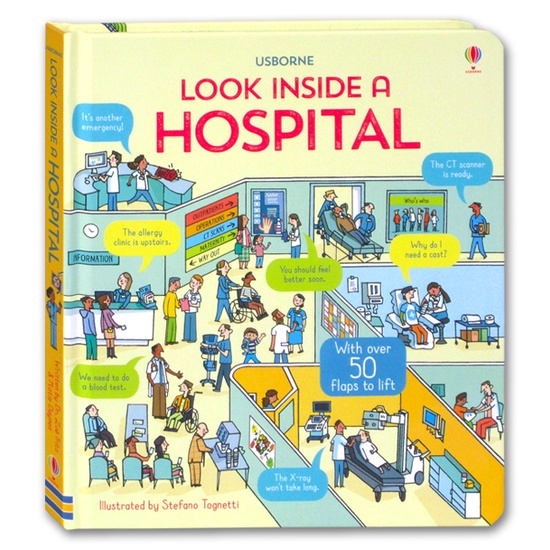Buku anak - Usborne Look inside A Hospital With - Board Book