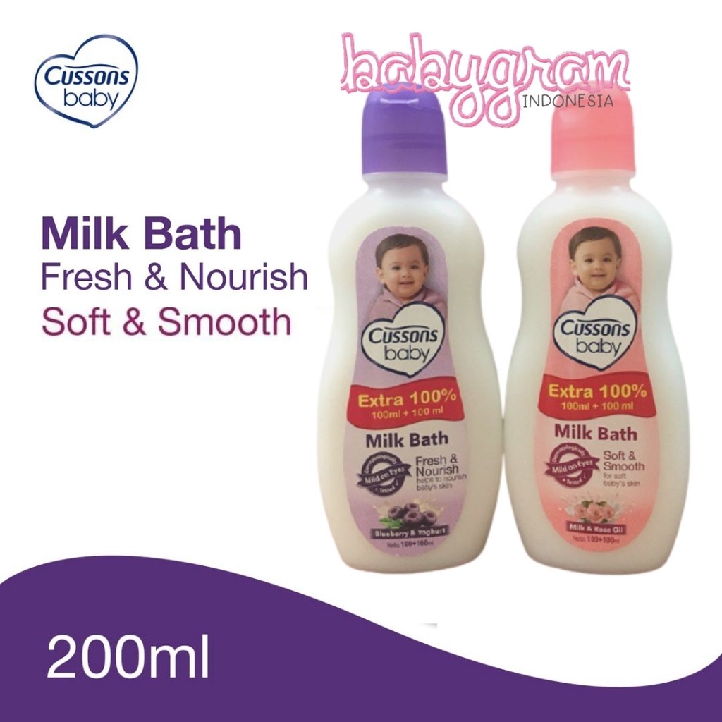 Cussons Baby Hair and Body Wash / Milk Bath 200ml / 100+100ml Sabun Mandi Bayi Anak Liquid Soap